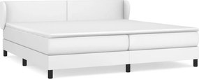 vidaXL Κρεβάτι Boxspring με Στρώμα Λευκό 200x200 εκ. Συνθετικό Δέρμα