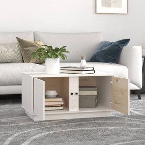 vidaXL Τραπεζάκι Σαλονιού Λευκό 80x50x40εκ. από Μασίφ Ξύλο Πεύκου
