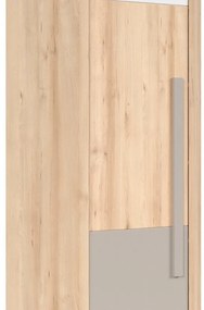 Γωνιακή ντουλάπα Boston BD111, Γυαλιστερό λευκό, Γκρι, Οξιά, 199x80x80cm, 76 kg, Πόρτες ντουλάπας: Με μεντεσέδες, Αριθμός ραφιών: 5 | Epipla1.gr