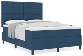 vidaXL Κρεβάτι με Βάση και Στρώμα Μπλέ 140x190 εκ. Ύφασμα