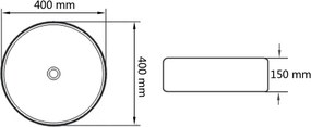 vidaXL Νιπτήρας Στρογγυλός Μαύρος 40 x 15 εκ. Κεραμικός