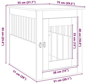 Κλουβί Σκύλου Sonoma Δρυς 55 x 75 x 65 εκ. από Επεξεργ. Ξύλο - Καφέ