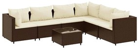 vidaXL Σαλόνι Κήπου Σετ 7 Τεμαχίων Καφέ Συνθετικό Ρατάν με Μαξιλάρια