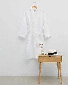 3D Πικέ Cotton Waffle Unisex Μπουρνούζι Fitz 280gsm Large Άσπρο