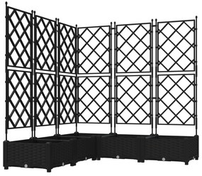vidaXL Γλάστρα Κήπου με Τρέλις 5 τεμ Μαύρη 120x120x125.5 εκ