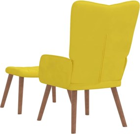 vidaXL Πολυθρόνα Relax Κίτρινη Μουσταρδί Βελούδινη με Σκαμπό