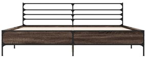 vidaXL Πλαίσιο Κρεβατιού Καφέ Δρυς 180x200 εκ. Επεξ. Ξύλο &amp; Μέταλλο