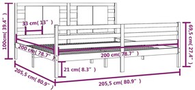 vidaXL Σκελετός Κρεβατιού Χωρίς Στρώμα 200x200 εκ Μασίφ Ξύλο Πεύκου