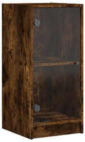 vidaXL Βοηθητικό Ντουλάπι Καπνιστή Δρυς 35x37x75,5 εκ. Γυάλινες Πόρτες