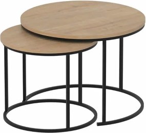 Τραπεζάκι σαλονιού σετ 2τεμ Hilal sapphire oak Ø66x49εκ