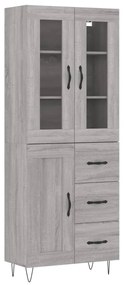 vidaXL Ντουλάπι Γκρι Sonoma 69,5 x 34 x 180 εκ. Επεξεργασμένο Ξύλο