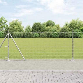 vidaXL Φράχτης με Στήλες. Ασημί 0.8 x 25 m Ατσάλι