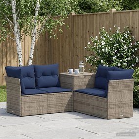 vidaXL Σετ Καναπέ 5 τμχ. Γκρι και Navy Blue Πολυ-ρακί και Χάλυβας