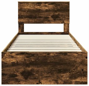 vidaXL Σκελετός Κρεβατιού Καπνιστό Δρύς 90 x 200 cm Επεξεργασμένο ξύλο