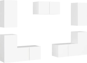 vidaXL Έπιπλα Τηλεόρασης Σετ 7 Τεμαχίων Λευκό από Επεξ. Ξύλο