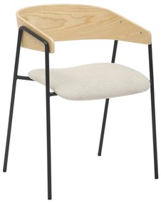 DINING CHAIR KORIN  METAL-BEIGE FABRIC-PLYWOOD 54x51x72,5Hcm.