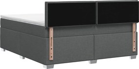 vidaXL Κρεβάτι Box Spring με Στρώμα και LED Σκούρο Γκρι 140 x 200 cm