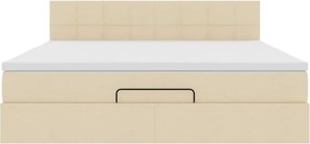 vidaXL Οθωμανικό Κρεβάτι με Στρώμα Κρέμα 160x200cm Ύφασμα
