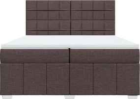 vidaXL Κρεβάτι Boxspring με Στρώμα Σκούρο Καφέ 200x200 εκ. Υφασμάτινο