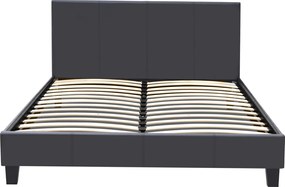 Κρεβάτι Flat Megapap από τεχνόδερμα χρώμα μαύρο ματ 140x190εκ.