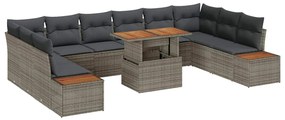 vidaXL Σέτ φαγητού για κήπο 11 pcs Γκρι, Καφέ 100 x 55 x 73 εκ
