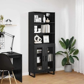 vidaXL Highboard 2 pcs Μαύρη Οξυά Επεξεργασμένο ξύλο