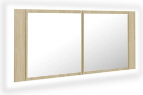 vidaXL Ντουλάπι Μπάνιου με Καθρέφτη &amp; LED Sonoma Δρυς Ακρυλικός