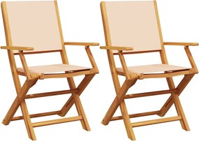 vidaXL Καρέκλες Κήπου 2 τεμ. Μπεζ Μασίφ Ακακία &amp; Ύφασμα
