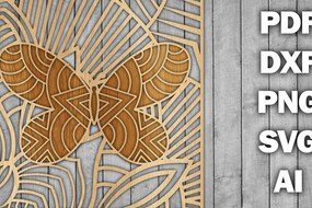 Σετ των 2 Intra απο ξύλο plywood 3mm-4mm πάχος Butterfly Mandala /Ξυλοκόψιμο Δίασταση 30x30 cm INTRAFABR-39361151