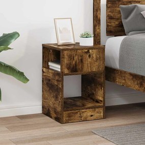 vidaXL End Table Καπνιστό Δρύς 30,5 x 30 x 45 εκ Επεξεργασμένο ξύλο
