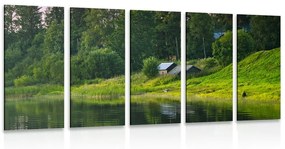 Εικόνα 5 μερών παραμυθένιων σπιτιών δίπλα στο ποτάμι - 100x50