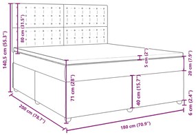 Κρεβάτι Boxspring με Στρώμα Μαύρο 180x200 εκ. Υφασμάτινο - Μαύρο