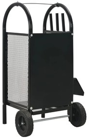 vidaXL Καρότσι Μεταφοράς Καυσόξυλων Μαύρο 30 x 35 x 81 εκ. Ατσάλινο