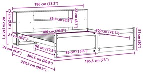 Κρεβάτι Βιβλιοθήκη Χωρίς Στρώμα 180x200 εκ Μασίφ Ξύλο Πεύκου - Λευκό