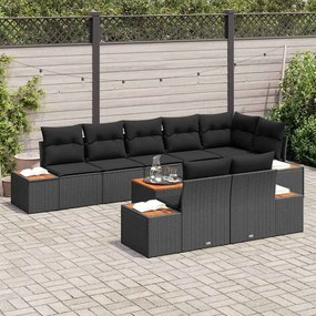 vidaXL Σετ Καναπέ Κήπου με μαξιλάρι 9 pcs Μαύρο Πολυ ράταν
