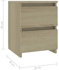 vidaXL Κομοδίνο Χρώμα Sonoma Δρυς 30 x 30 x 40 εκ. από Επεξ. Ξύλο