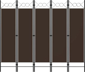 vidaXL Διαχωριστικό Δωματίου με 5 Πάνελ Καφέ 200 x 180 εκ.