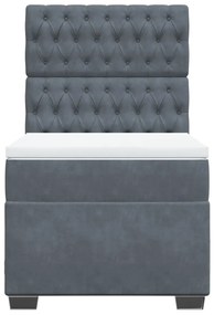 vidaXL Κρεβάτι Boxspring με Στρώμα Σκούρο Γκρι 100x200 εκ. Βελούδινο