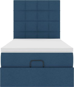 vidaXL Οθωμανικό κρεβάτι με στρώμα μπλε 100x200cm ύφασμα