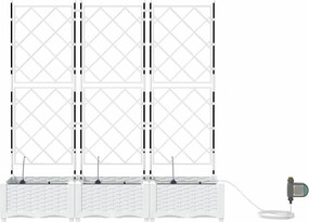 vidaXL Γλάστρα Κήπου 3 τμχ. Λευκό 120 x 40 x 126 cm PP