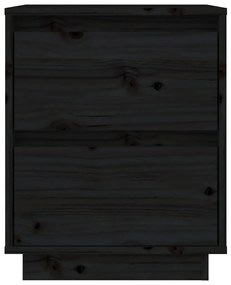 vidaXL Κομοδίνα 2 τεμ. Μαύρα 40 x 35 x 50 εκ. από Μασίφ Ξύλο Πεύκου