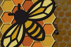 Σετ των 2 Intra απο ξύλο plywood 3mm-4mm πάχος 3D Multi-Layered Bee Δίασταση 15x15 cm INTRAFABR-25160471