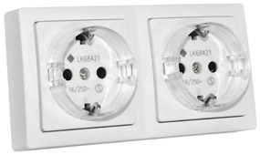 Πρίζα Σούκο Διπλή 16Α Λευκό Επίτοιχη 13-36501223 Lumen-13-36501223-Λευκό 13-36501223