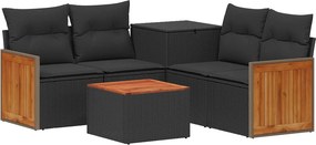 vidaXL Σετ Καναπέ 6 τμχ. Μαύρο 55 x 55 x 37 εκ Πολυ-ρακί και Χάλυβας