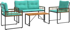 vidaXL Σετ Εξωτερικών Επίπλων με μαξιλάρι 4 pcs Τιρκουάζ