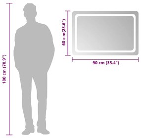 vidaXL Καθρέφτης Μπάνιου με LED 90x60 εκ.