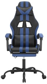 vidaXL Καρέκλα Gaming Περιστρ. Υποπόδιο Μαύρο & Μπλε Συνθετικό Δέρμα