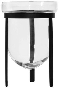 Βάζο Γυάλινο 0530-8 15x15x20cm Clear-Black Supergreens Glass