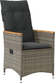 vidaXL Σετ Τραπεζαρίας Κήπου 9 τεμ. Γκρι Συνθ. Ρατάν με Μαξιλάρια