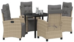 vidaXL Σέτ φαγητού για κήπο 5 pcs Μπεζ συνθετικό ρατάν